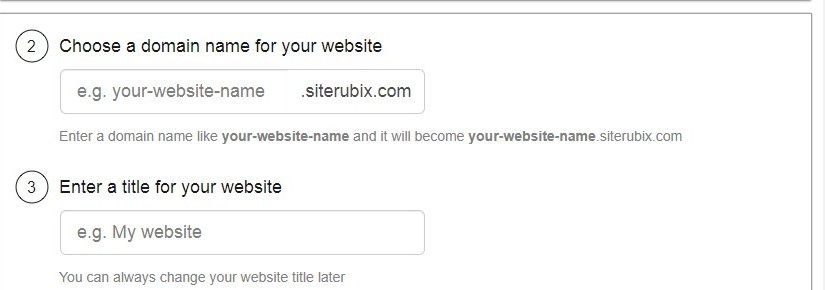 Choose a Domain Name and Title for your website screenshot